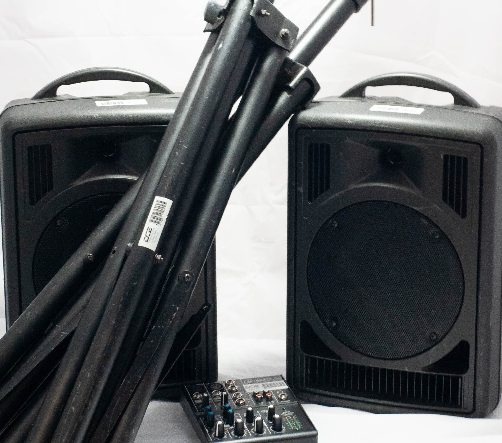 (2) Powered Speakers & Audio Mixer